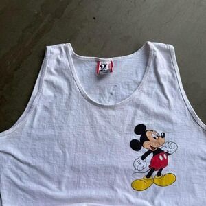 Vintage Disney Designs Mickey Mouse Tank Top White XL Made in USA Cotton Mens